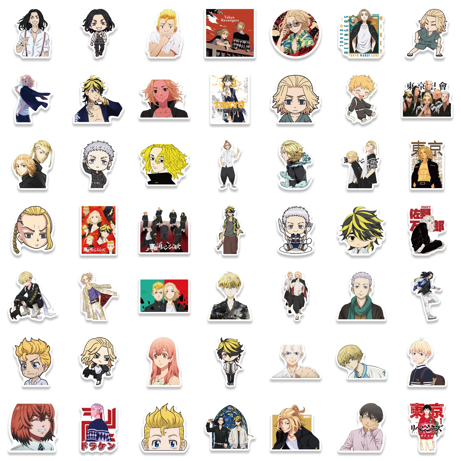 도쿄 리벤져스 일본 애니메이션 만화 스티커, 스케이트보드, 컴퓨터, 노트북, 자동차 데칼, 어린이 장난감, 50 개, 100 개