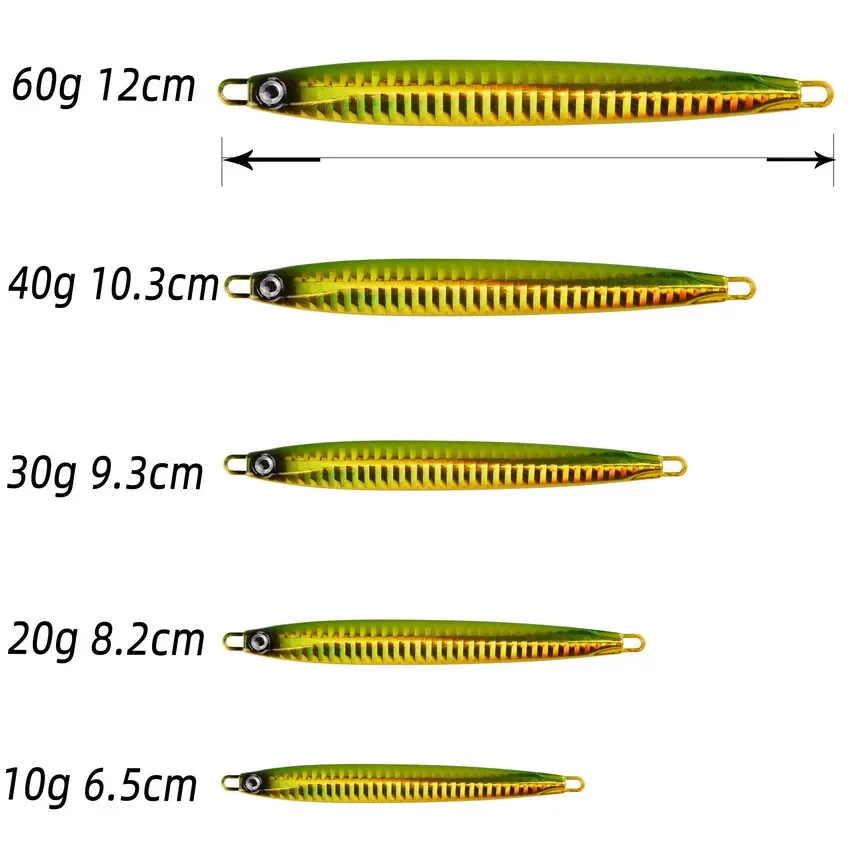 슈퍼 슬림 SSZ 메탈 캐스팅 지그 10G 20G 30G 40G 7 개, 해안 드래그 캐스트 지깅 스푼 바다 낚시 루어 인공 미끼 태클