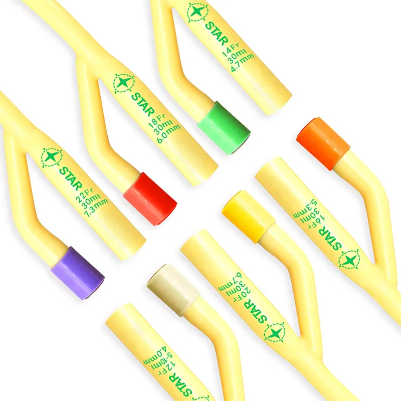 일회용 의료용 요도 카테터, 살균 폴리 삽입 튜브 소변 카테터, 부드러운 밸브 포함, 양방향 라텍스, 12 개