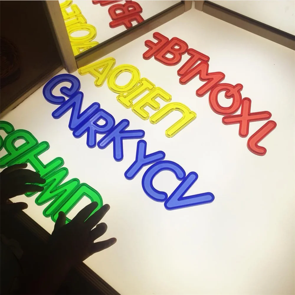 몬테소리 라이트 테이블 숫자 글자 학습 교육 완구, 라이트 테이블 언어 자료, 3 세 어린이, D1264H