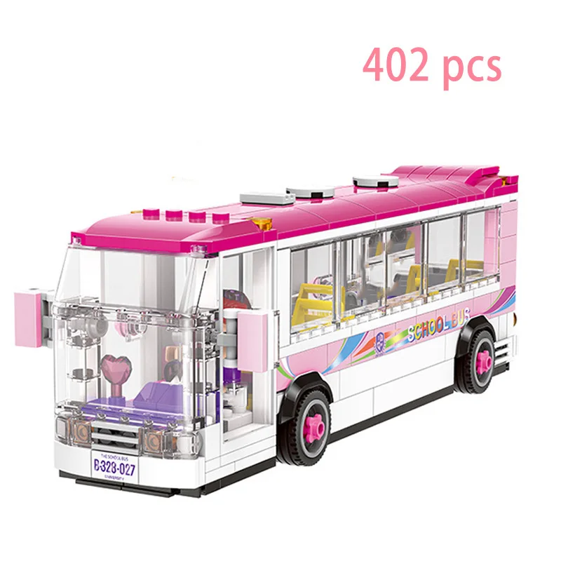 시티 버스 영국 런던 빌딩 블록, 학교 더블 차량, 친구 웨딩 자동차 교통 벽돌 스테이션, 소녀 선물 장난감 기술