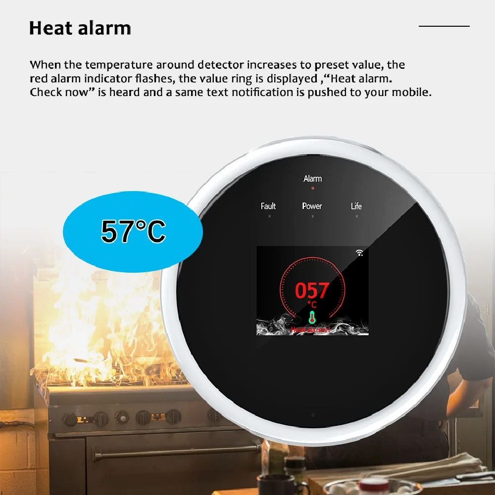 Smartrol 천연 가스 경보 센서, 투야 스마트 와이파이 가연성 가스 경보, LCD 디스플레이 가스 누출 감지기, 스마트 라이프 앱용