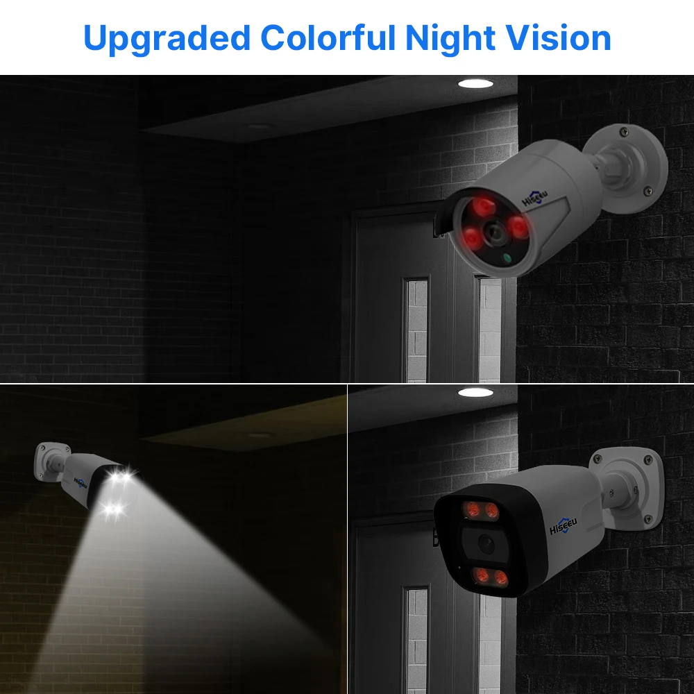 Hiseeu 4K POE 보안 카메라 시스템, AI 얼굴 감지, 8MP 16CH CCTV NVR H.265 P2P AI 비디오 야외 IP 카메라 감시 세트