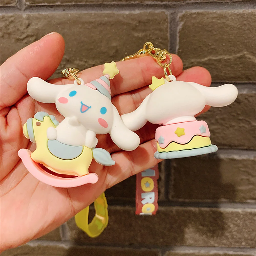 애니메이션 산리오 키체인 시나모롤 키체인 펜던트, 만화 자동차 키링 가방 펜던트 장식품, 귀여운 인형 소녀 선물
