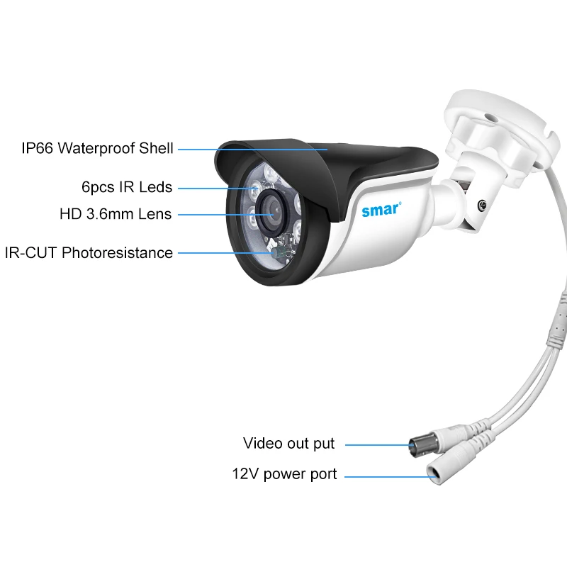 Smar CCTV 시스템, 5 in 1 비디오 녹음기 감시 시스템, 야외 보안 카메라, 이메일 알람, 5MP, 1080P AHD 카메라 키트