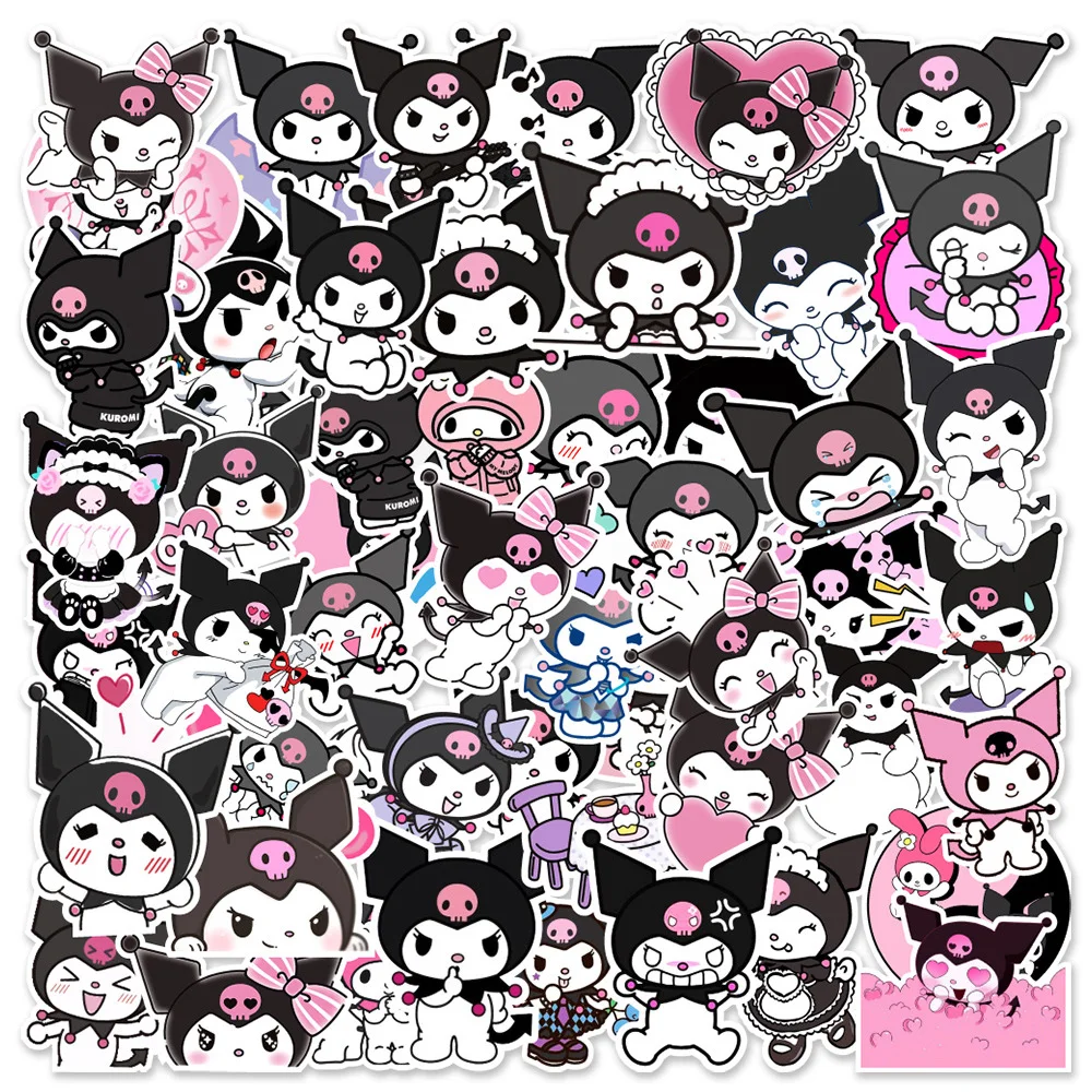 50/100pcs Kawaii 만화 Sanrio 스티커 미적 헬로 키티 내 멜로디 Kuromi 데칼 장식 귀여운 스티커 소녀