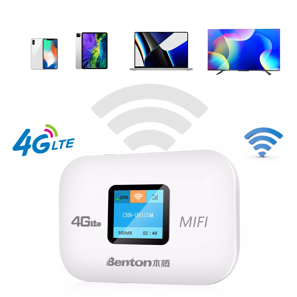 Benton 와이파이 라우터 4G Lte 무선 휴대용 잠금 해제 모뎀, 미니 야외 핫스팟, 150mbps 포켓 Mifi SIM 카드 슬롯 리피터, 3000mah