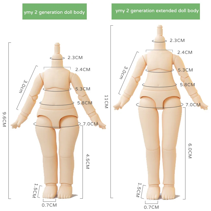 Ymy Ob11 Gsc 헤드용 인형 바디, 1/12bjd,Obitsu 11 장난감 액세서리, 보고서 교체 조인트, 수제 넨드로이드, 10cm, 신제품