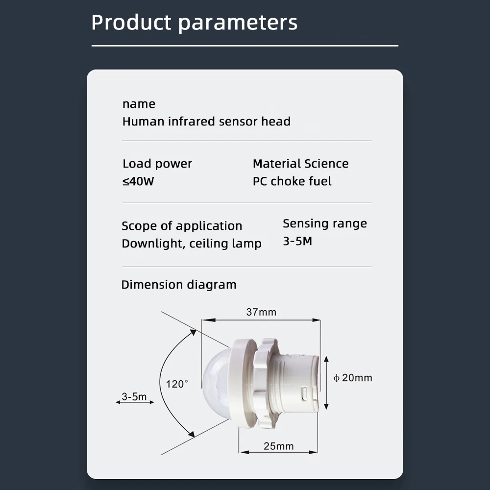 AC110-240V DC12-24V 적외선 PIR 프로브 LED 바디 모션 센서, LED 적외선 모션 센서 감지, 자동 센서 조명 스위치