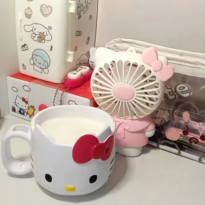 귀여운 산리오 애니메이션 물컵, 헬로 키티, 아침 식사 우유 컵, 달콤한 만화 패션, 다용도 플라스틱 머그컵, 여아용 선물