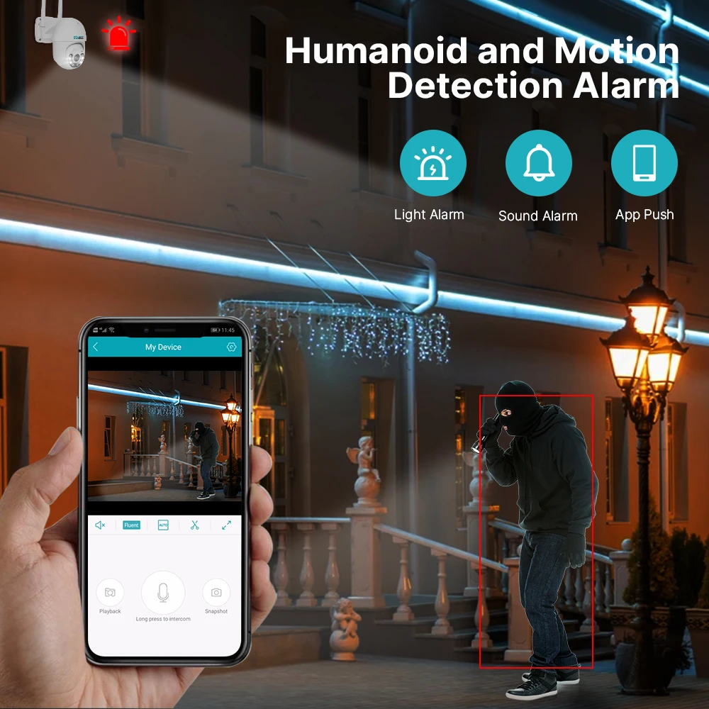 스마트 와이파이 PTZ 카메라, 5 배 디지털 줌 감시 카메라, 야간 투시경, 자동 추적 IP 카메라, 보안 보호, 4K, 8MP