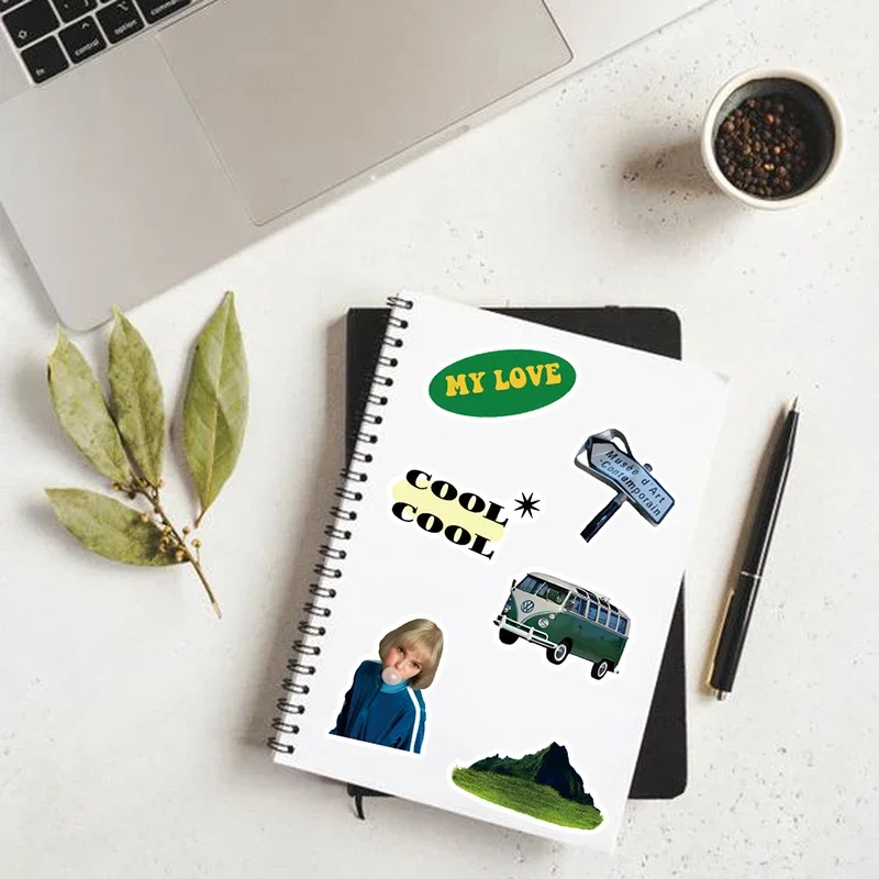 신선한 소 치즈 PVC 그래피티 스티커, 스티커 미적 색상 장식 스크랩북, DIY 어린이 전화 문구 공급, 10 개, 30 개, 50 개