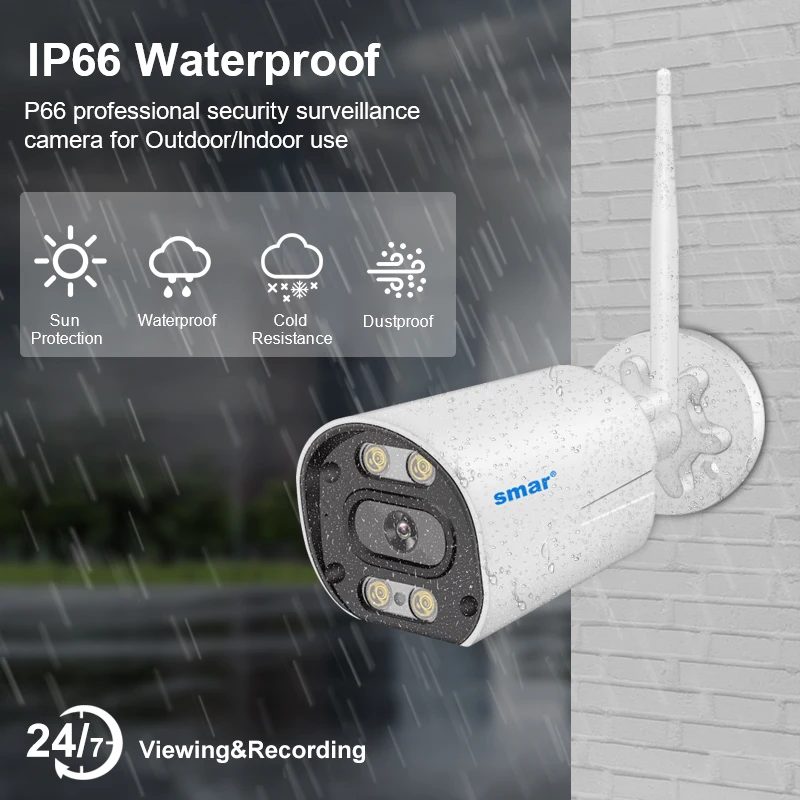 Smar 야외 무선 IP 카메라, 사람 감지, 양방향 오디오, 풀 컬러 비전, 비디오 감시 캠, Onvif ICSEE 앱, 5MP, 3MP