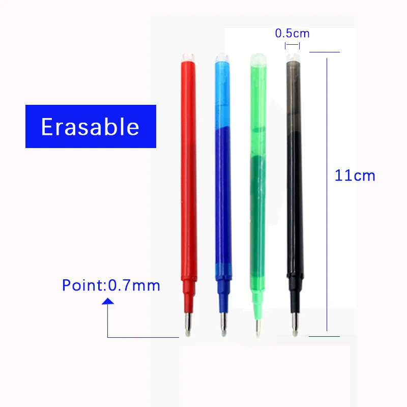 지울 수 있는 펜 리필 막대, 0.7mm, 매직 지울 수 있는 젤 펜, 블루 블랙 잉크, 8 색 오피스 문구, 필기구, 50 개/세트