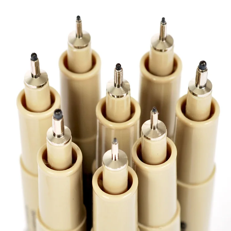 피그먼트 라이너, 피그마 미크론 잉크 마커펜, 0.05, 0.1, 0.2, 0.3, 0.4, 0.5, 0.7 개의 다른 팁, 검정색, 파인라이너 스케치 펜, 0.8 개