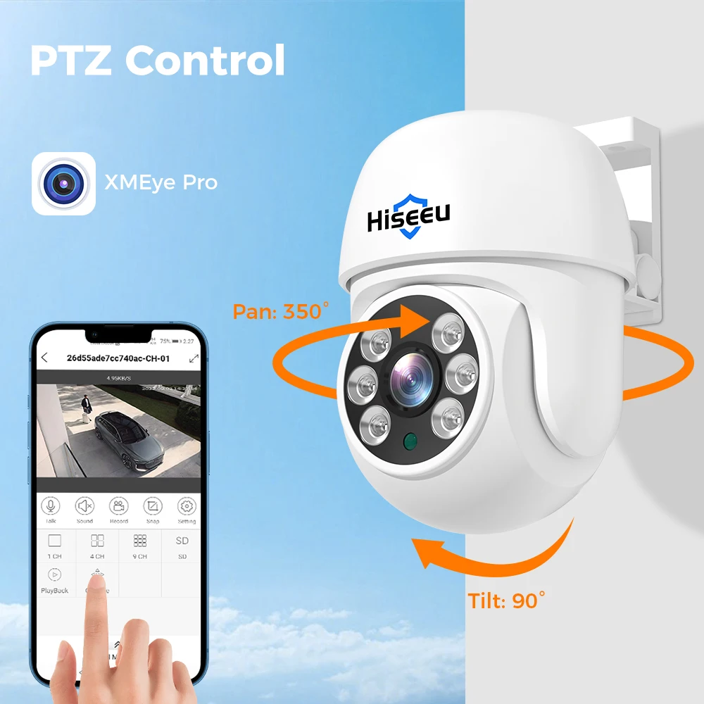 Hiseeu PTZ 돔 얼굴 감지 방수 홈 보안 비디오 감시 CCTV, HD 아날로그 카메라, XMEye Pro, 5MP AHD 카메라