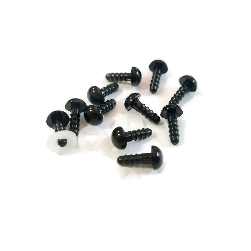 안전 동물 검은 눈 플라스틱 크로셰 눈, 테디 베어 인형 장난감 아미구루미 인형, 4.5mm-24mm 선택 가능