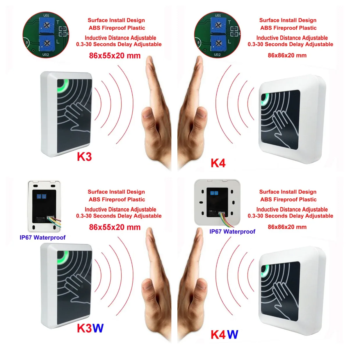 12V 24V 터치리스 도어 액세스 제어 시스템 개방형 전자 잠금 해제 스위치 IR 비접촉식 적외선 터치 없음 종료 버튼