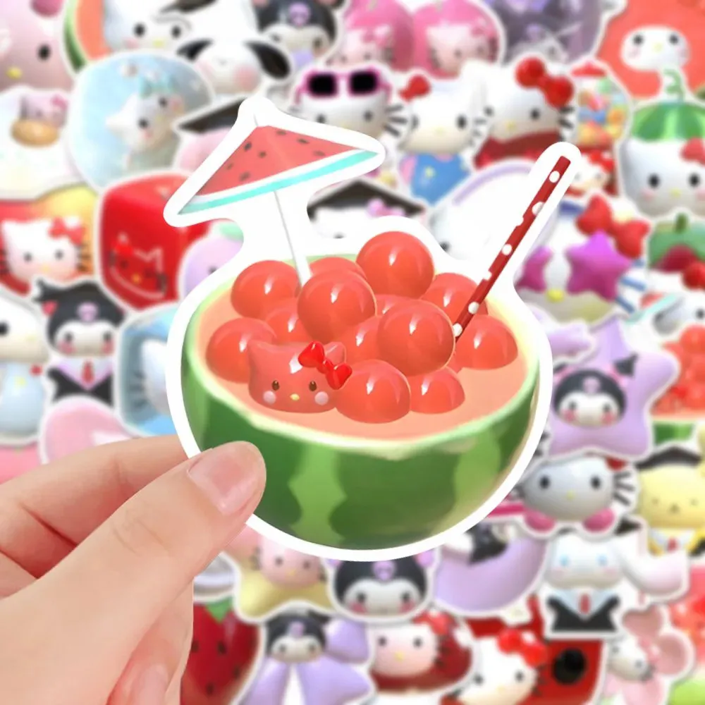 귀여운 헬로 키티 쿠로미 마이 멜로디 스티커, 귀여운 소녀 애니메이션 3D 산리오 장식 데칼, 어린이용 만화 스티커, 10 개, 30 개, 56 개