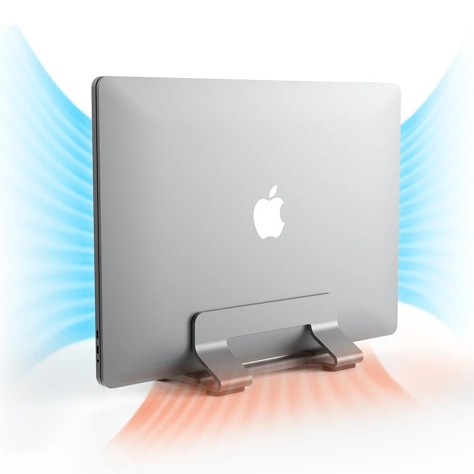 수직 노트북 스탠드 도구 없이 조절 가능한 알루미늄 노트북 스탠드 거치대, 수직 너비 0.35 인치-1.6 인치, 거의 모든 노트북 지지대