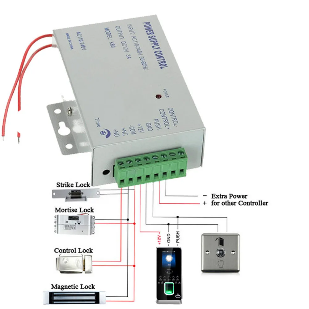 DC 12V 도어 액세스 제어 시스템 스위치 전원 공급 장치, RFID 지문 액세스 제어 기계 장치, 3A 5A AC 110 ~ 240V