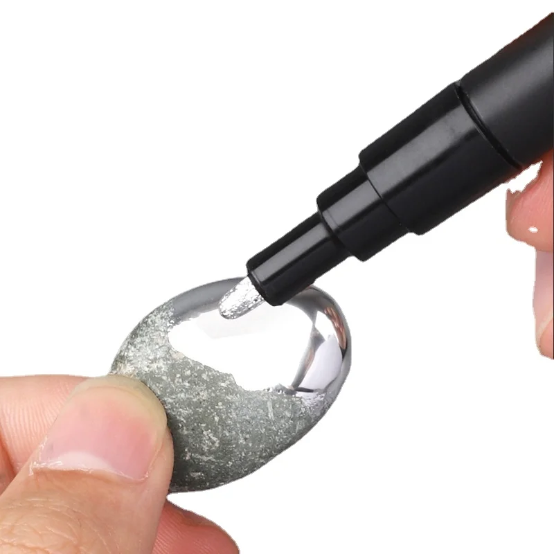 전기 도금 미러 실버 페인트 펜, 크롬 도금 금속 방수 타이어 세라믹 터치업 페인트, 1mm, 2mm 펜촉