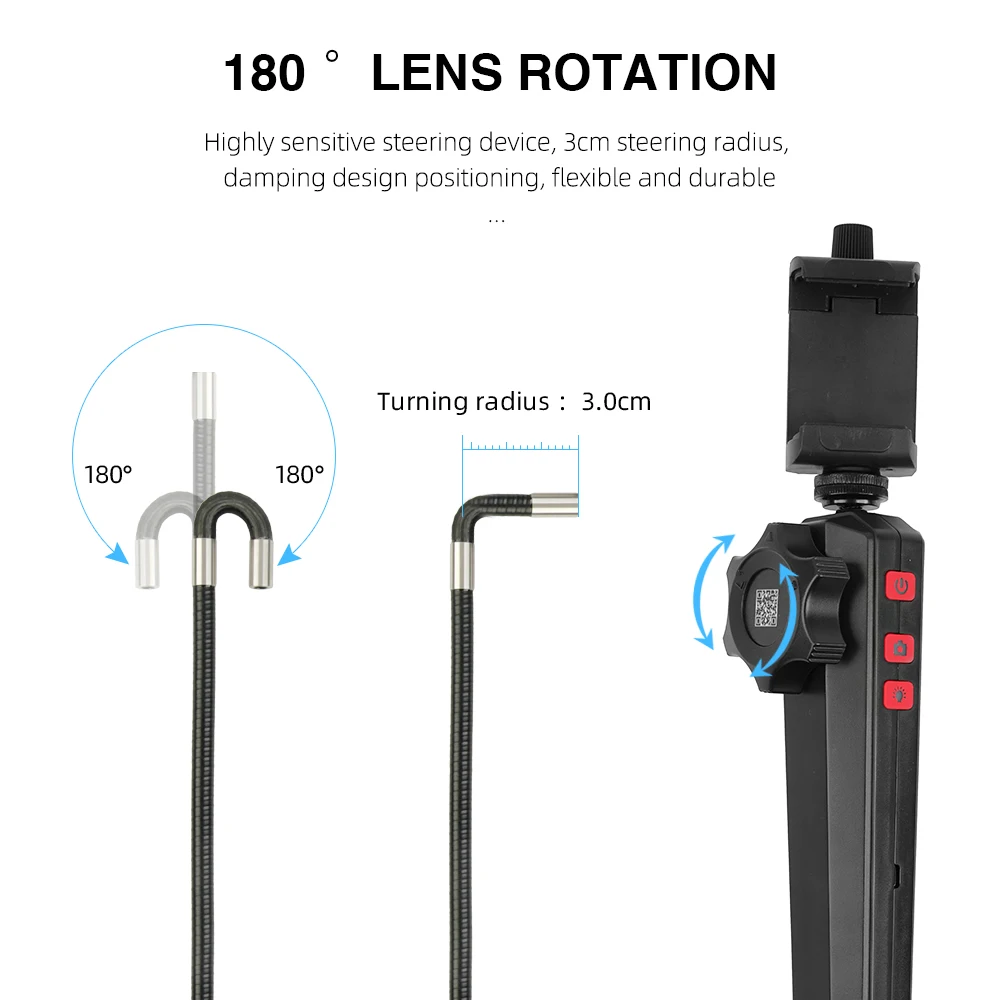 산업용 내시경 카메라 자동차 검사 카메라, HD 1080P, 6mm, 8mm, 180 도 스티어링, 6LED, 아이폰, 안드로이드 1M 용