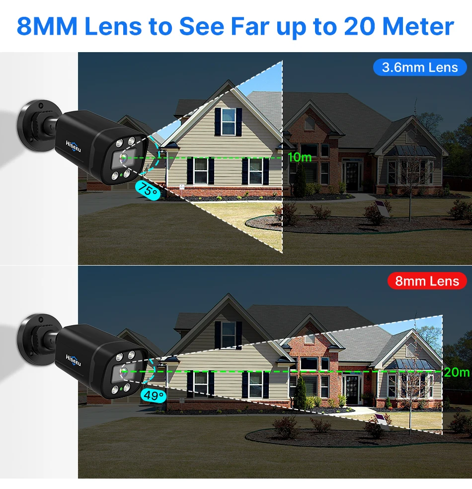 Hiseeu-5mp AHD CCTV 카메라, 야간 투시경 1080P 야외 보안 아날로그 캠 2K 비디오 감시 총알 카메라 AHD DVR 시스템