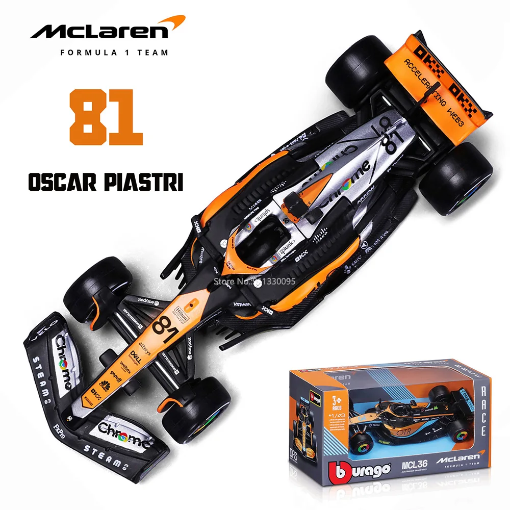 Bburago 1:43 P2 영국 GP 맥라렌 F1 MCL60 2023 #4 Lando Norris #81 오스카 피아스트리 합금 자동차 다이 캐스트 모델 장난감, 수집용