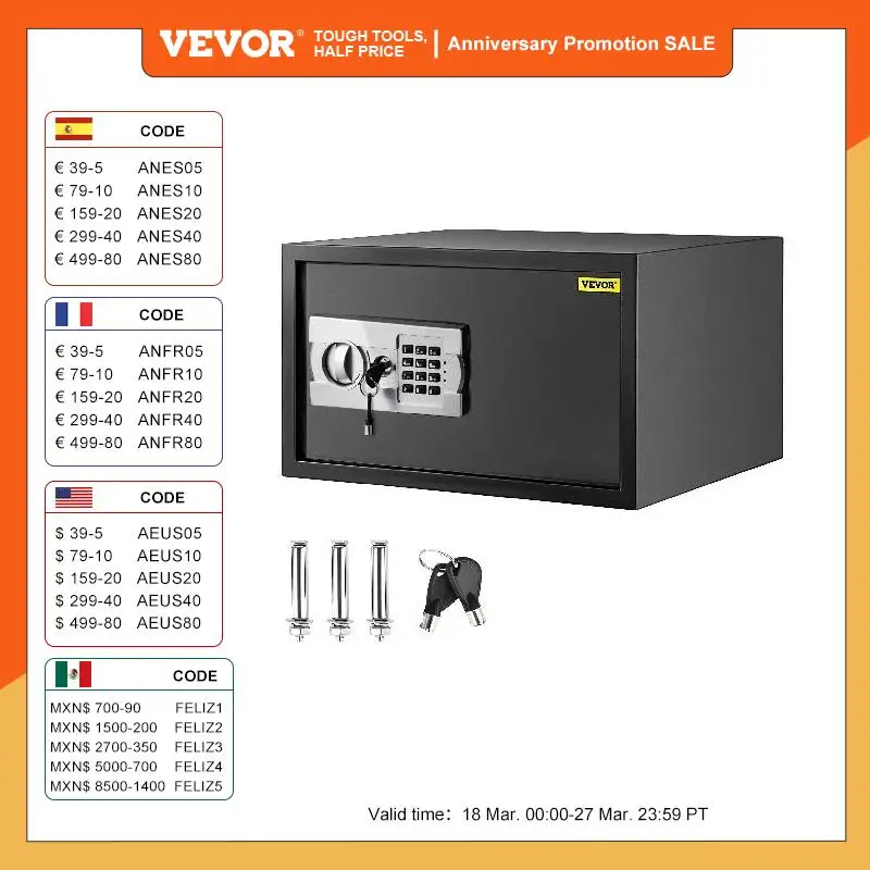 VEVOR 전자 금고, 비밀 숨겨진 돼지 저금통, 디지털 액세스 및 재정의 키, 스토어 머니 건 보석 문서 title=VEVOR 전자 금고, 비밀 숨겨진 돼지 저금통, 디지털 액세스 및 재정의 키, 스토어 머니 건 보석 문서 