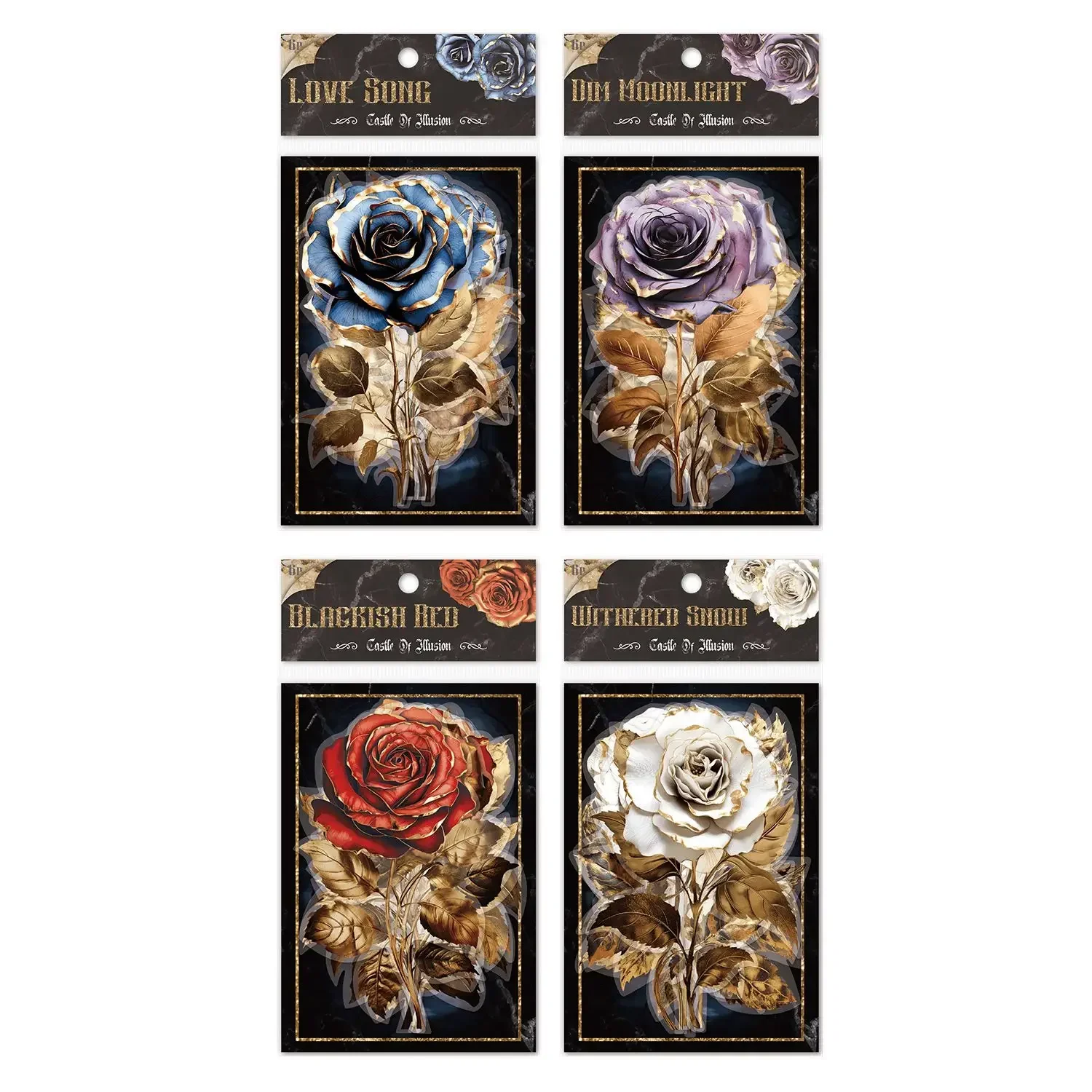 Journamm 대형 사이즈 PET 꽃 스티커, DIY 스크랩북 아트 콜라주, 일기 재료 장식, 미학 스티커 문구, 팩당 6 개