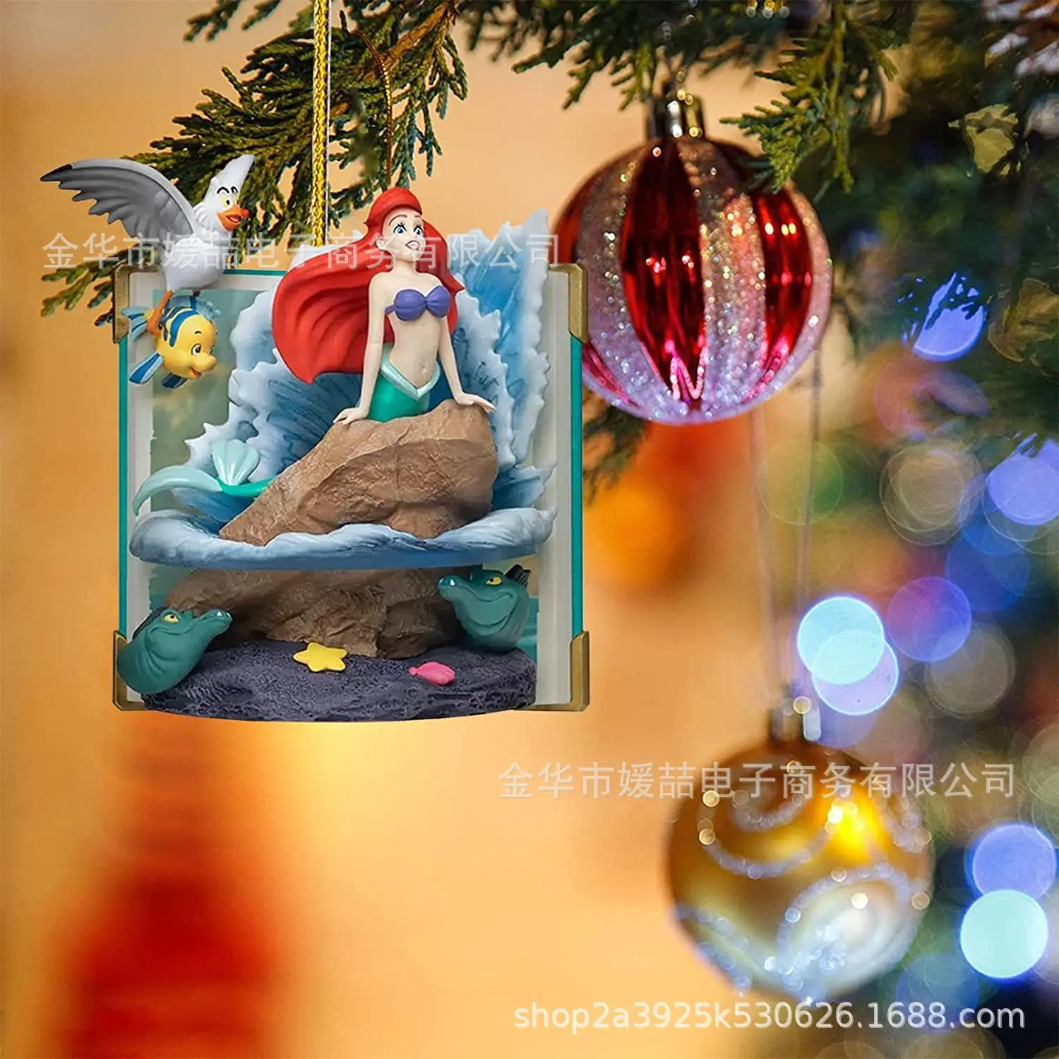 디즈니 공주 크리스마스 트리 장식 펜던트, 애니메이션 피규어, 할로윈, 가정용 자동차 배낭 장식, 아크릴 비행기 펜던트 장난감