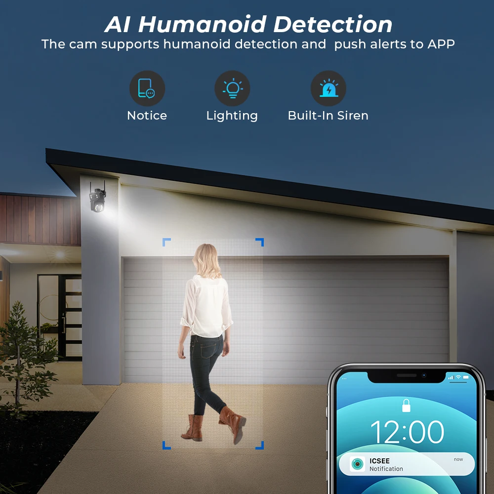 듀얼 렌즈 듀얼 스크린 야외 무선 카메라 Ai 자동 추적 CCTV 보안 비디오 감시, 8MP 4K 와이파이 거리 IP 카메라