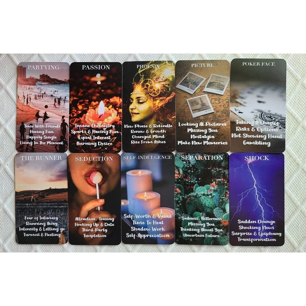 미스틱 레드 로즈 오라클 데크, A 상황 데크 타로 카드, 트윈 플레임 오라클 카드, 사랑 키워드용, 53 개 카드, 10.3x6cm
