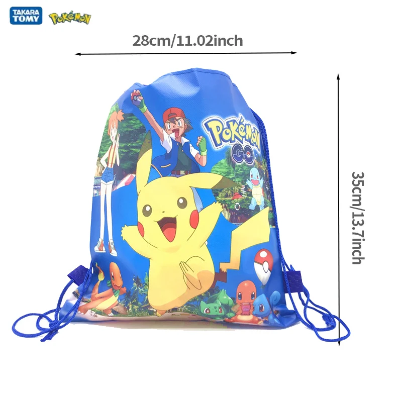 귀여운 포켓몬 만화 피카츄 가방, 어린이 장난감 드로스트링 백, 유치원 소년 어깨 배낭, 생일 장난감 선물