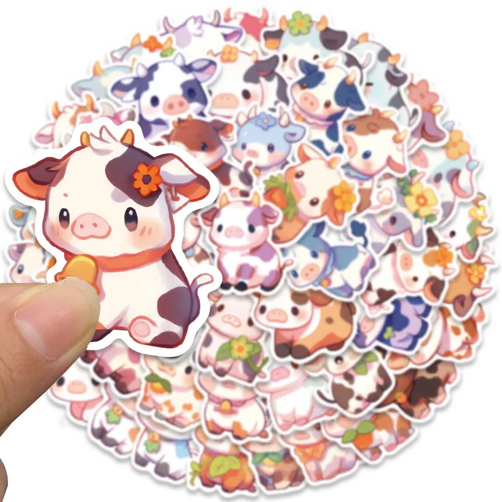 방수 그래피티 귀여운 만화 소 동물 스티커, 수하물 노트북 기타 휴대폰 스케이트보드 비닐 데칼, 50 개