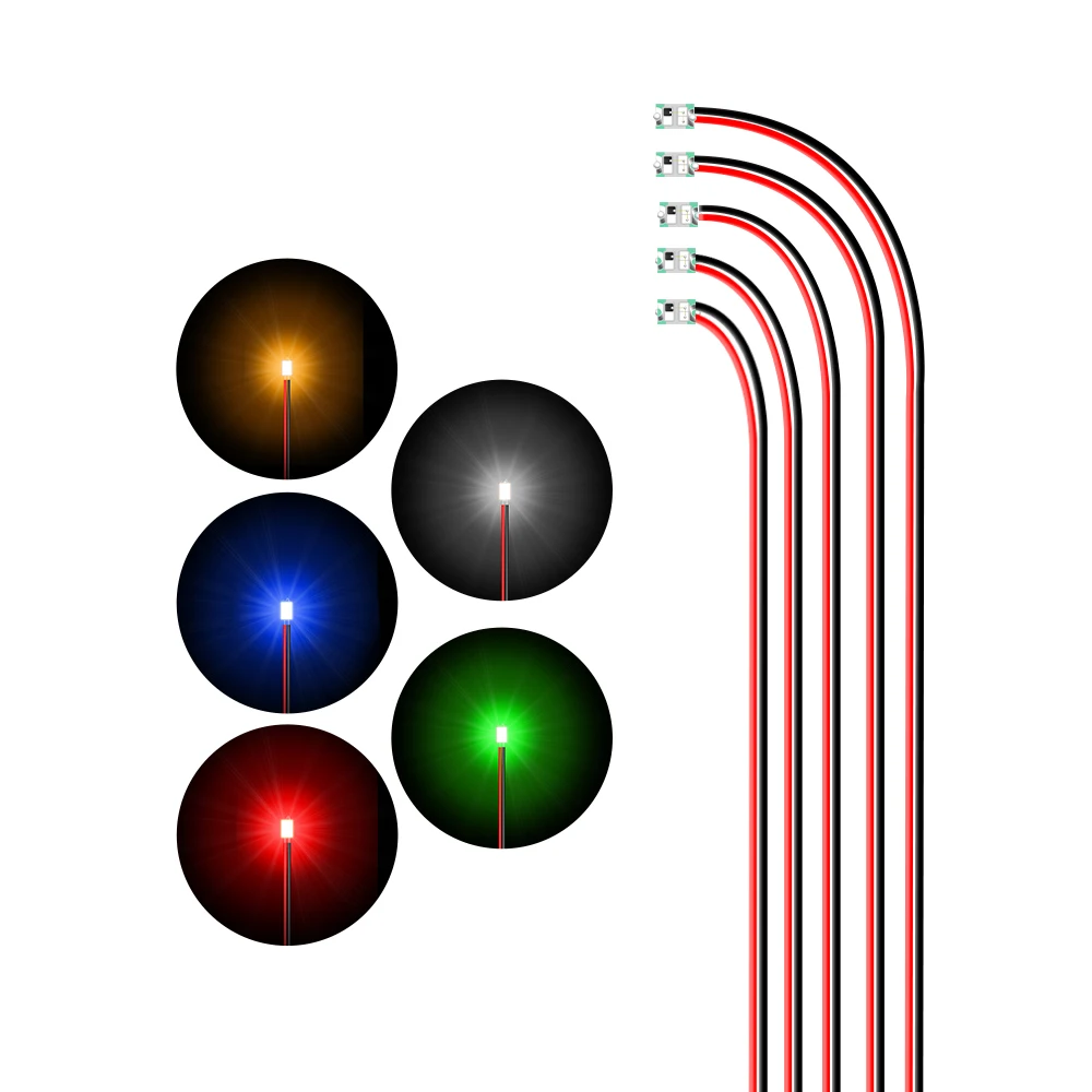 반짝이는 반짝이는 유선 깜박이는 LED SMD 램프 모델, 트레인 사전 납땜 마이크로 리츠, 장난감 조명용, 3V, 12V, 10 개