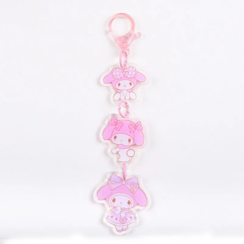산리오 키체인 귀여운 애니메이션 쿠로미 마이 멜로디 시나몬 만화 아크릴 로프 키체인, 카와이 소녀 가방 키링 펜던트 선물