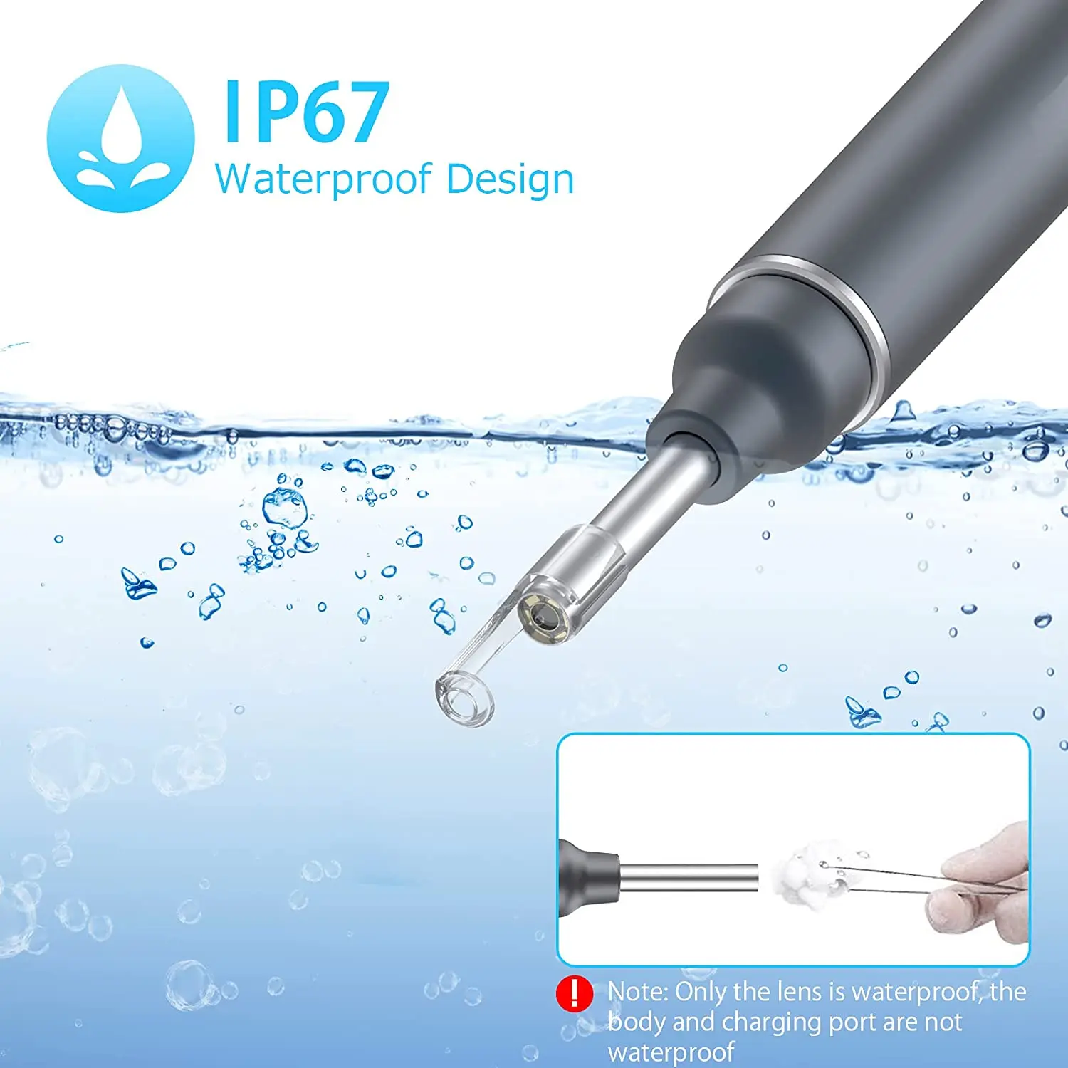 VITCOCO 검이경 귀 왁스 제거 비주얼 파기 귀 스푼, 초박형 검이경, 와이파이 HD 무선 귀 피킹 미러 내시경, 3.0mm