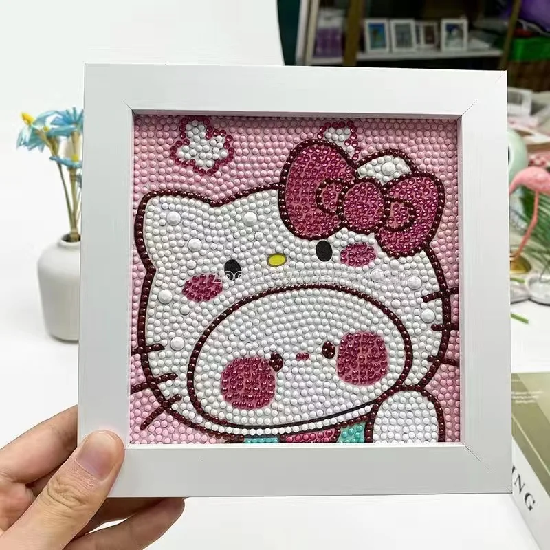 Helly Kitty Cinnamoroll Kuromi 다이아몬드 페인팅 키트 5D DIY 라운드 모자이크 자수, 어린이 방 장식 세공 장난감 선물