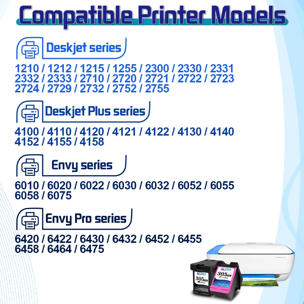 Alizeo HP 305 HP 305 XL 잉크 카트리지 교체용, HP DeskjetSeries 4100 1212 1255 4122 6422 6430 2332