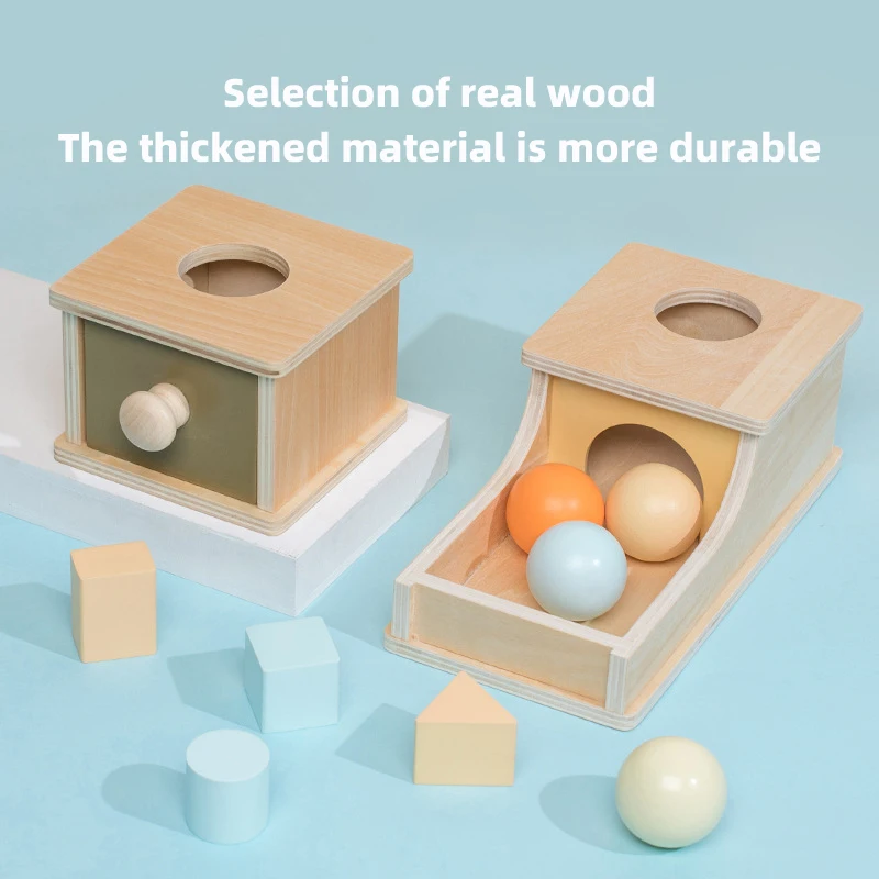 LIQU 몬테소리 장난감 마카롱 컬러 동전 상자, 공 상자, 개체 영구 상자, 8-24 개월 유아 학습용 장난감