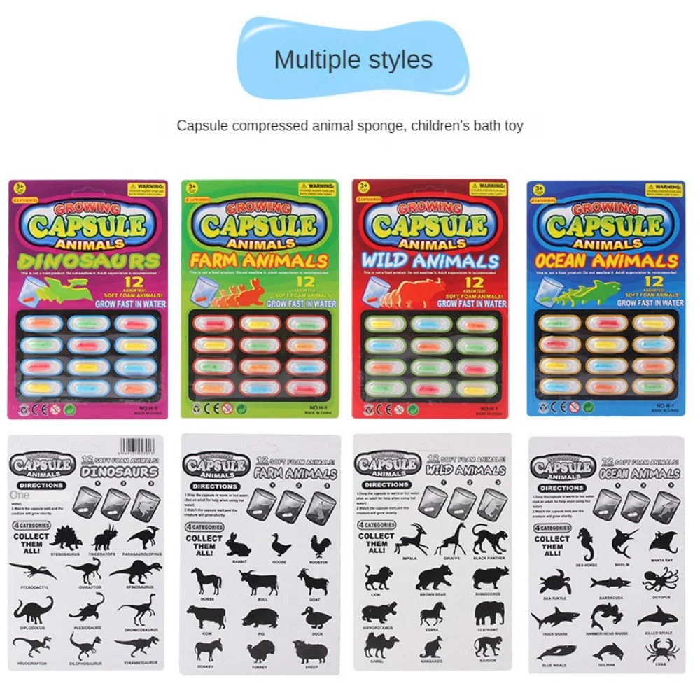 어린이 만화 동물 재미있는 장난감, 물 속에서 더 커짐, 마술 장난감, 부드러운 캡슐, 목욕, 부모-자녀 상호 작용, 물 놀이
