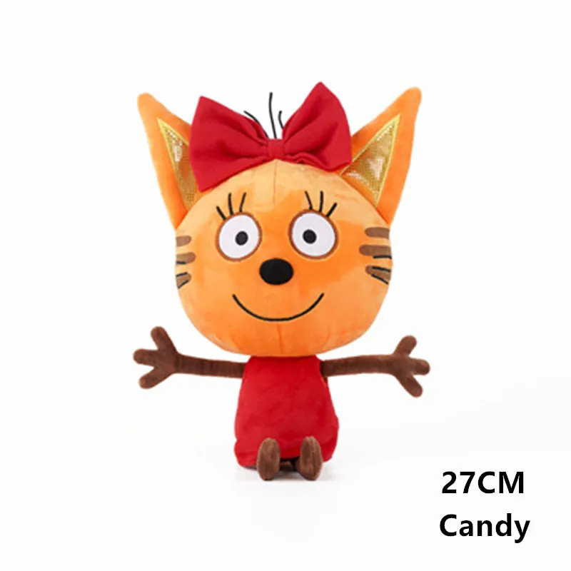 정품 kid e cats 러시아어 Три нота 내 가족 세 행복한 고양이 봉제 인형 쿠키 캔디 푸딩 Anime Cat Doll Toy Kawaii Gift