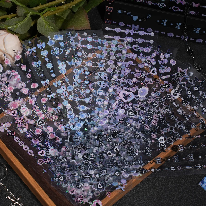 Journamm 미학 프레임 장식 스티커, DIY 컷 콜라주 스크랩북 재료, 방수 애완 동물 스티커 문구, 팩당 3 개