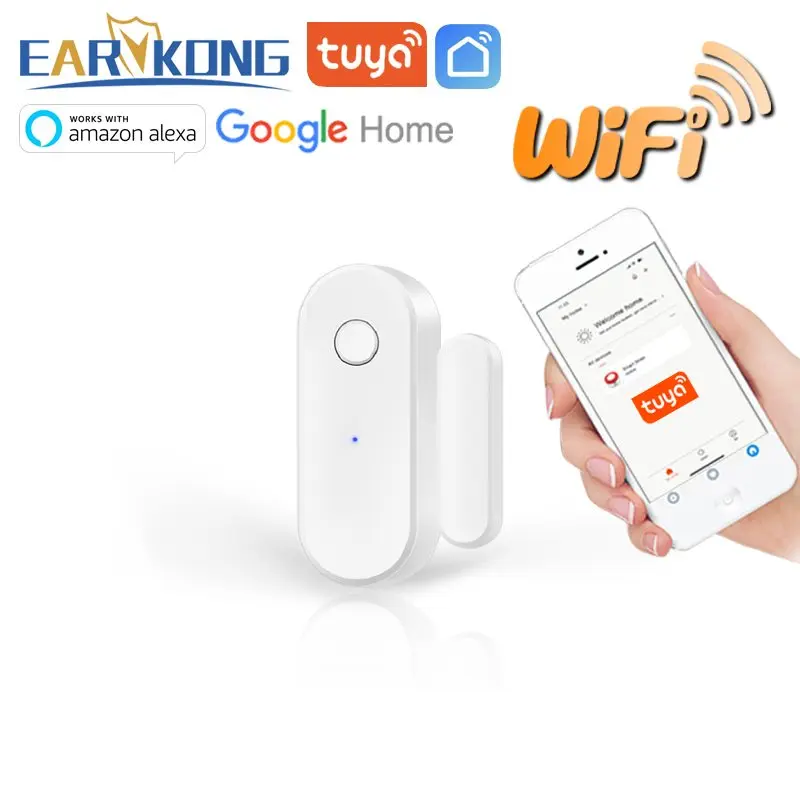 Tuya-스마트 WiFi 도어 센서 열림 닫힘 감지기 알람 Alexa Google Home 호환, 디지털 문 자동 탐지, 구글, 어플, 알렉사, 똑똑한, 지능형