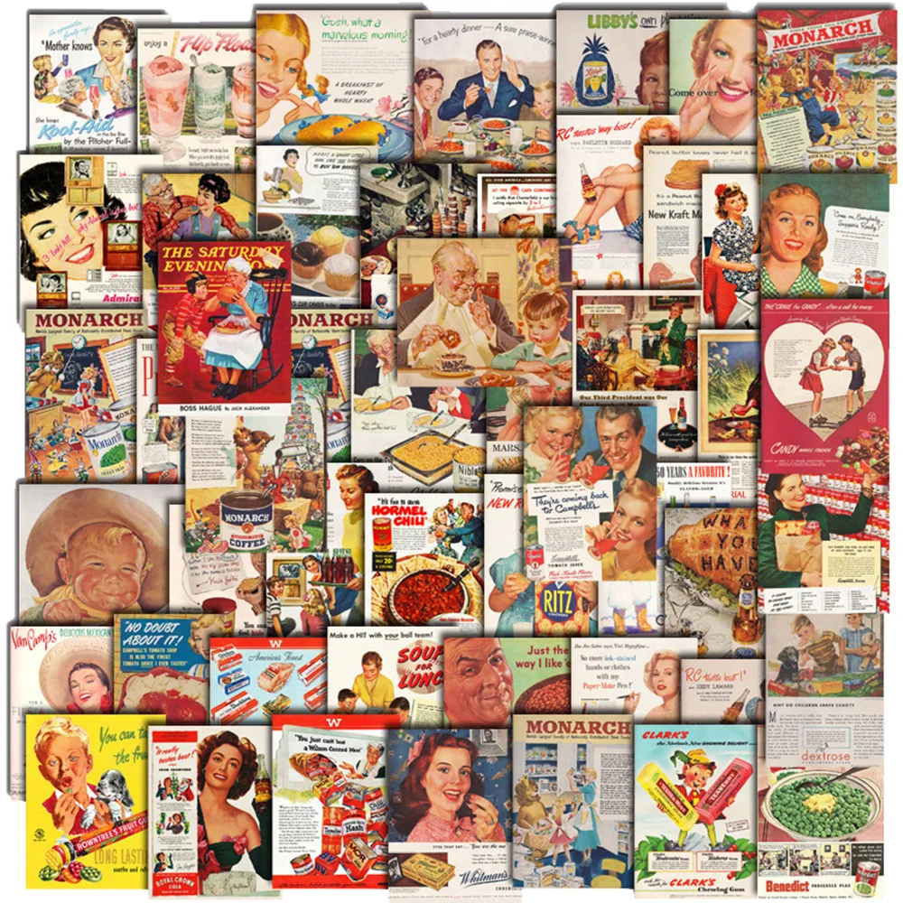 클래식 레트로 포스터 그래피티 스티커 10/30/50 개, 미적 그래피티 오토바이 수하물 기타 방수 빈티지 스티커 데칼