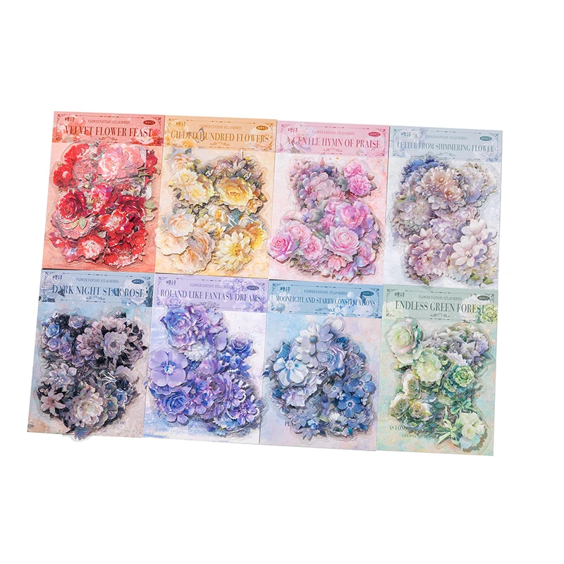INS 아름다운 꽃 스티커 팩 스틱 라벨, 장식 일기 앨범 스크랩북 재료, 정크 저널 용품, 40 개