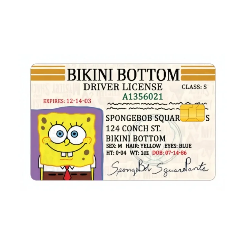 애니메이션 스폰지밥 네모팬츠 패트릭 스타 오징어 촉수, 신용 카드 스티커, 버스 카드, 은행 카드 장식, 스크래치 방지