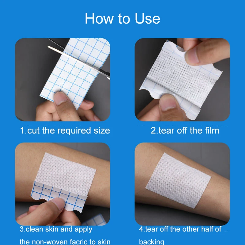 비직조 통기성 테이프 피부 치유 보호 부드러운 원단 천 접착제, 항균 상처 드레싱, 고정 붕대